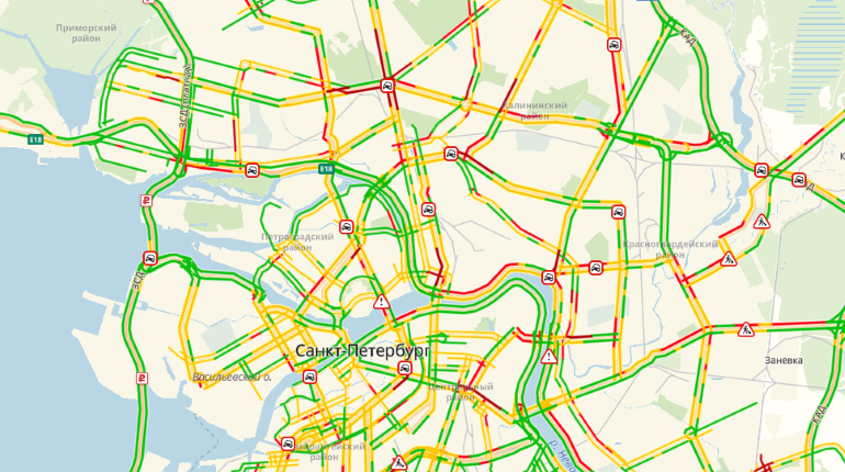 Карта санкт петербурга пробки онлайн сейчас