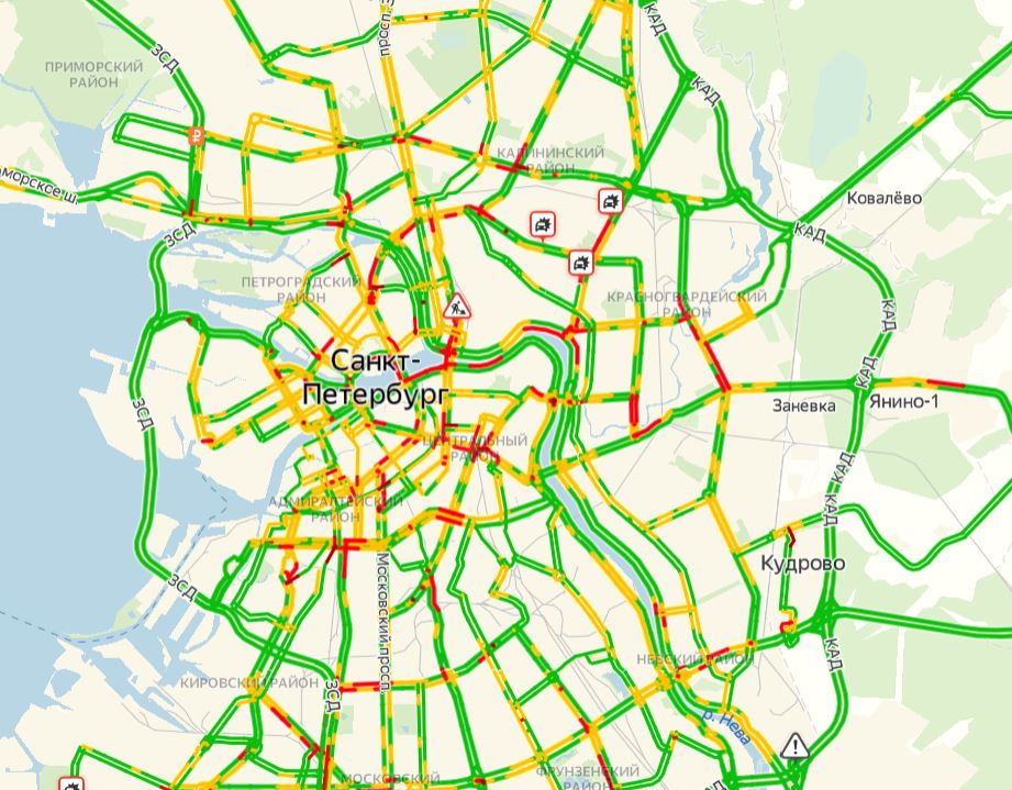 Спб дорожная обстановка сейчас карта