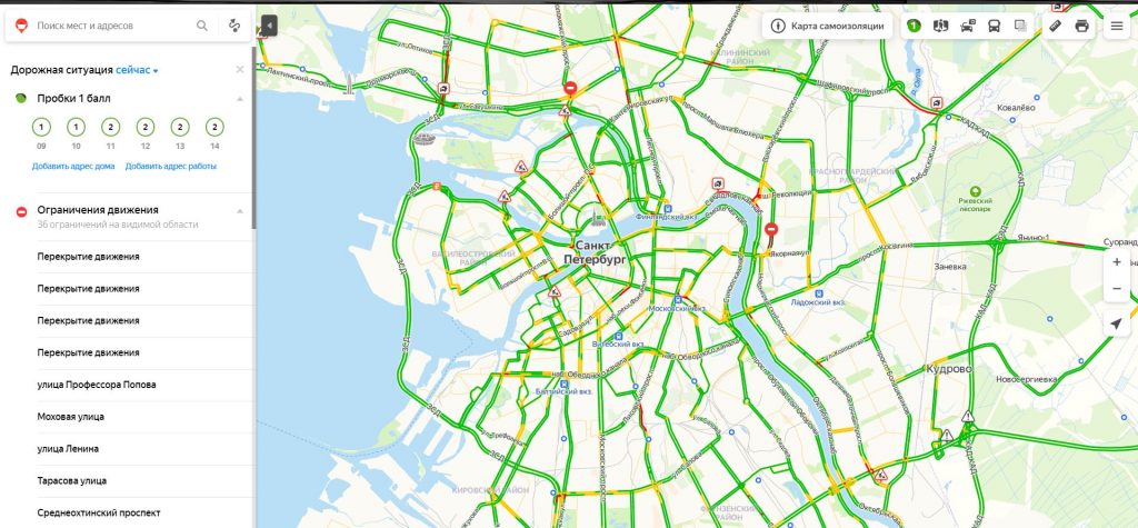 Карта с пробками санкт петербург