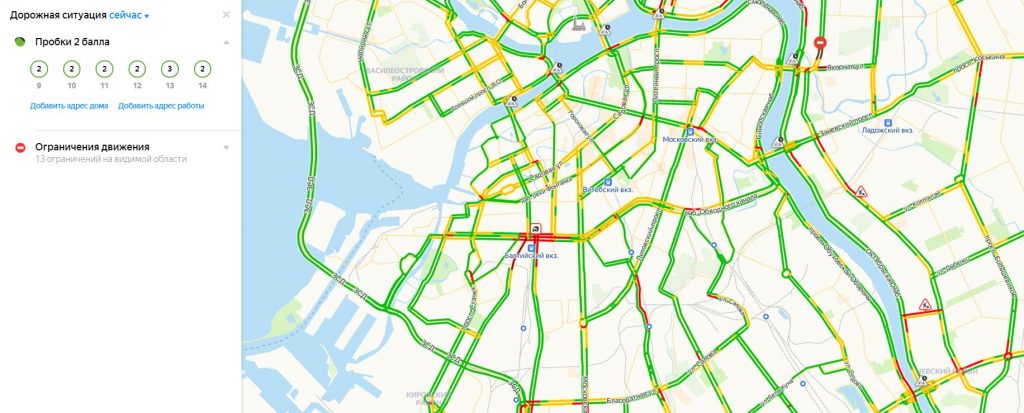 Спб дорожная обстановка сейчас карта