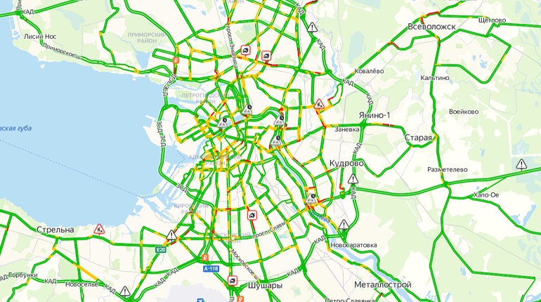 Карта санкт петербурга пробки онлайн сейчас