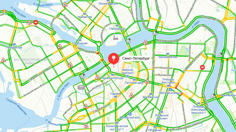 Спб дорожная обстановка сейчас карта