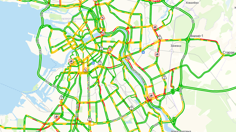 Пробки спб онлайн сейчас карта