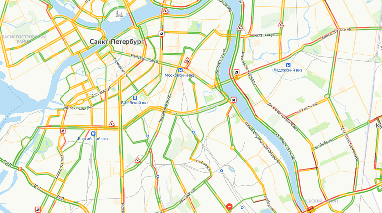 Карта пробок санкт петербург онлайн в реальном