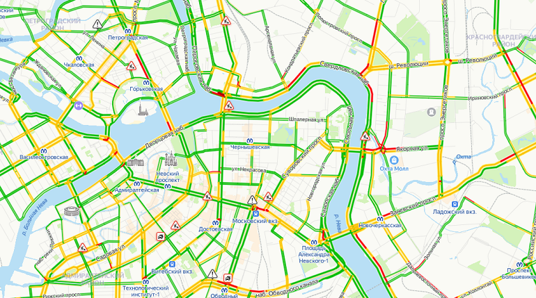 Спб дорожная обстановка сейчас карта