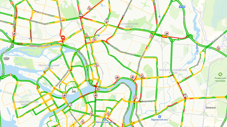 Пробки на дорогах спб в реальном времени карта онлайн бесплатно