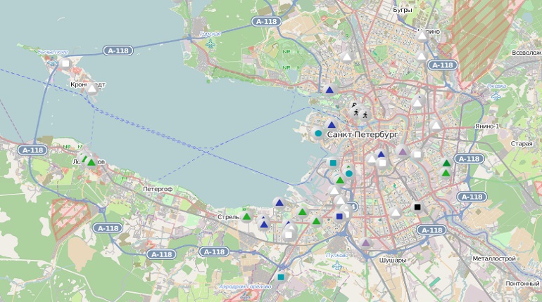 Карта санкт петербурга с улицами и домами красносельский район