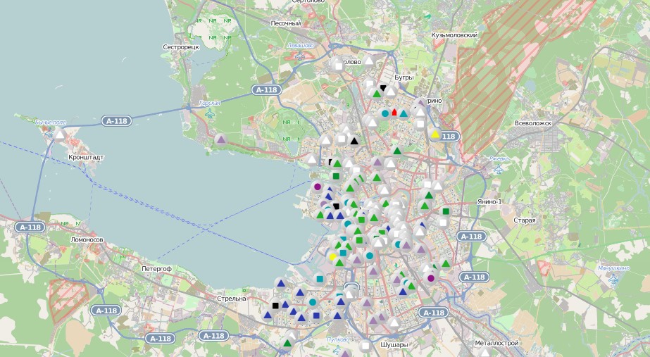 Карта питера петергоф