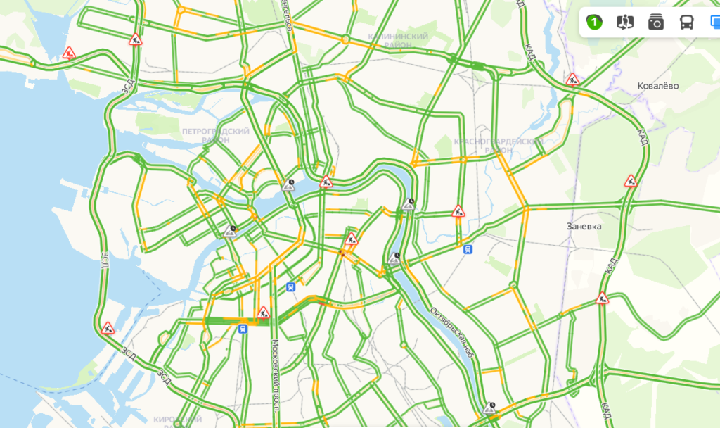 Пробки на дорогах спб в реальном времени карта онлайн