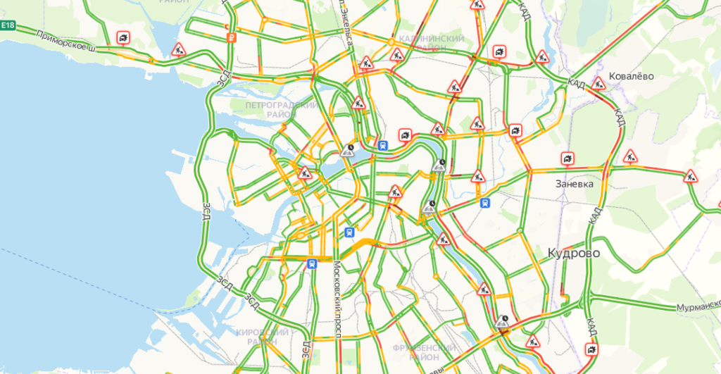 Карта санкт петербурга пробки онлайн сейчас