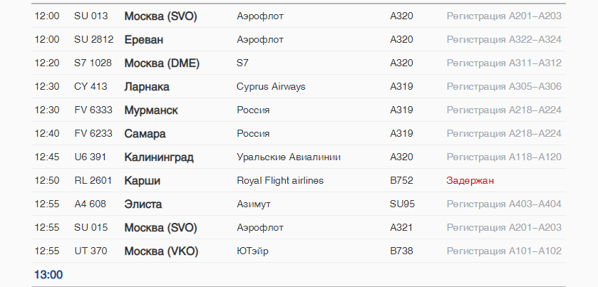 Табло рейсов санкт петербург пулково