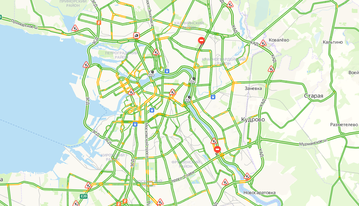 Карта санкт петербурга пробки онлайн сейчас на карте
