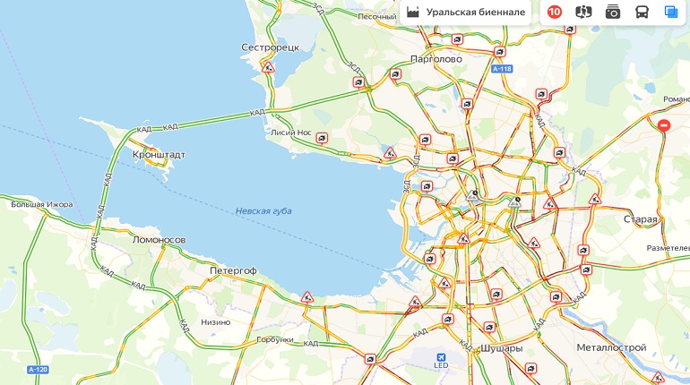 Петербургское шоссе на карте
