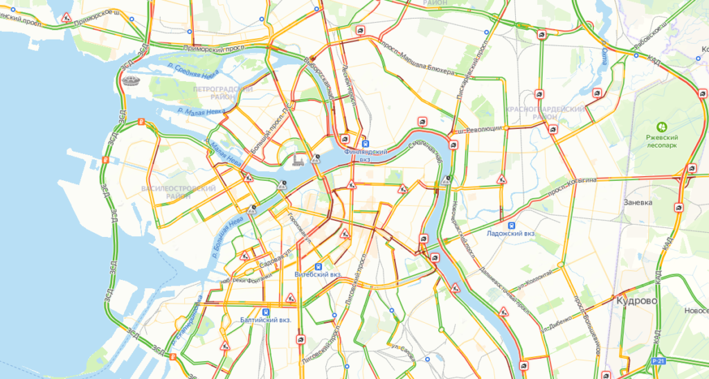 Дорожная обстановка в спб сейчас карта