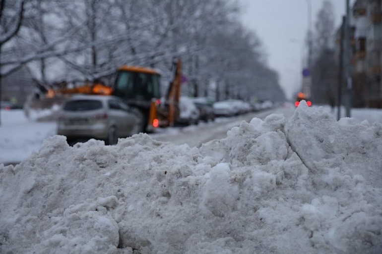 В Смольном не видят проблемы в складировании снега на городских газонах