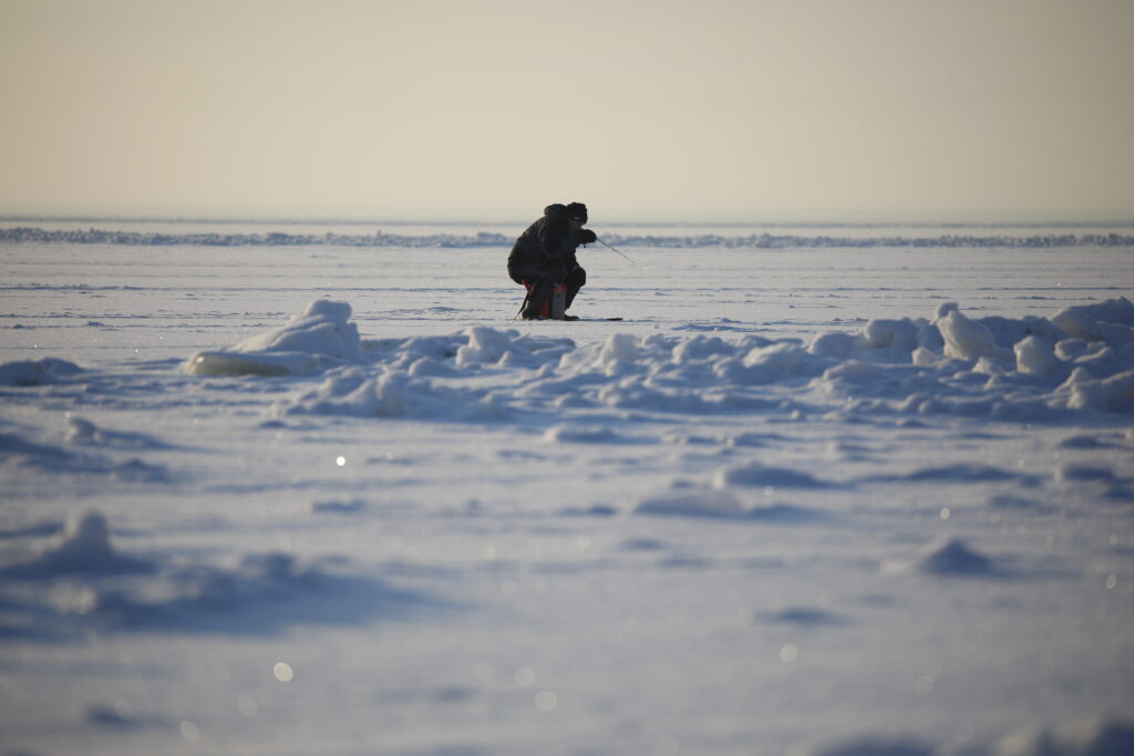 На Новоладожском канале из-подо льда спасли нерадивого рыбака