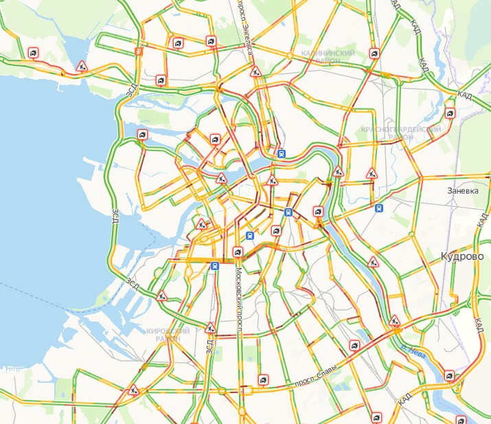 Пробки спб онлайн сейчас карта