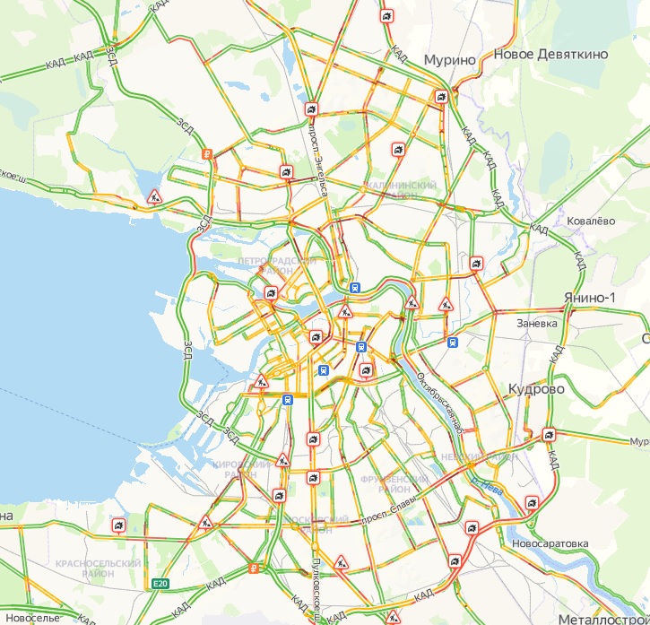 Карта с пробками санкт петербург