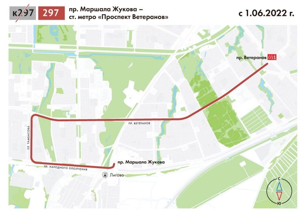 По проспекту Ветеранов будет следовать новый автобус № 297