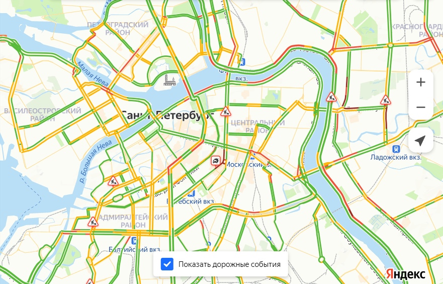 Карта санкт петербурга пробки онлайн сейчас