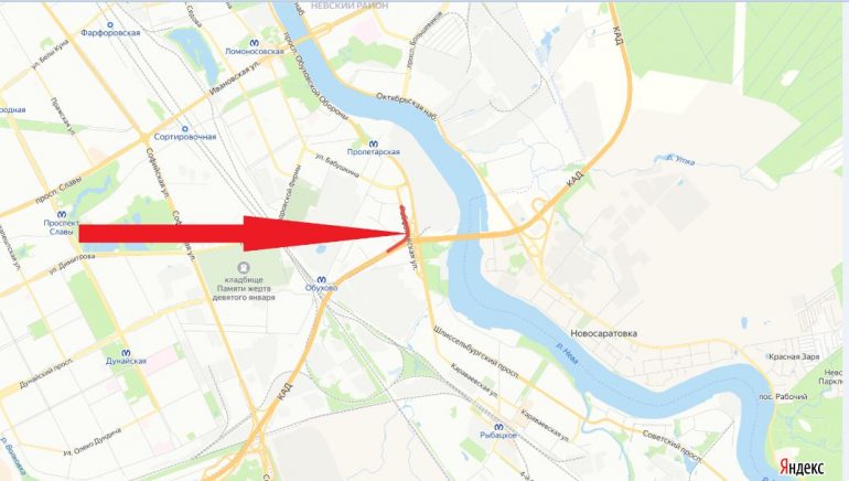 С 28 июля перекроют одну из полос съезда на развязке КАД с проспектом Обуховской Обороны