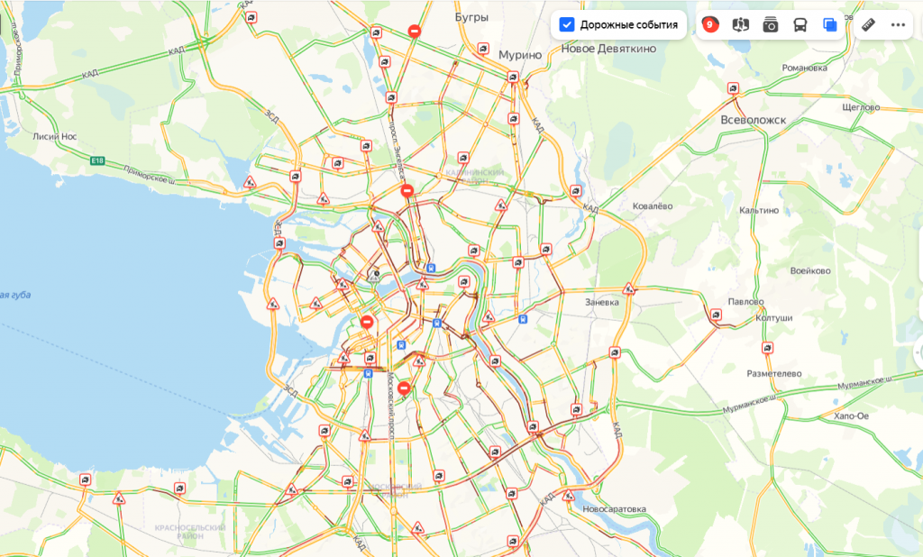 Карта прогноз пробок