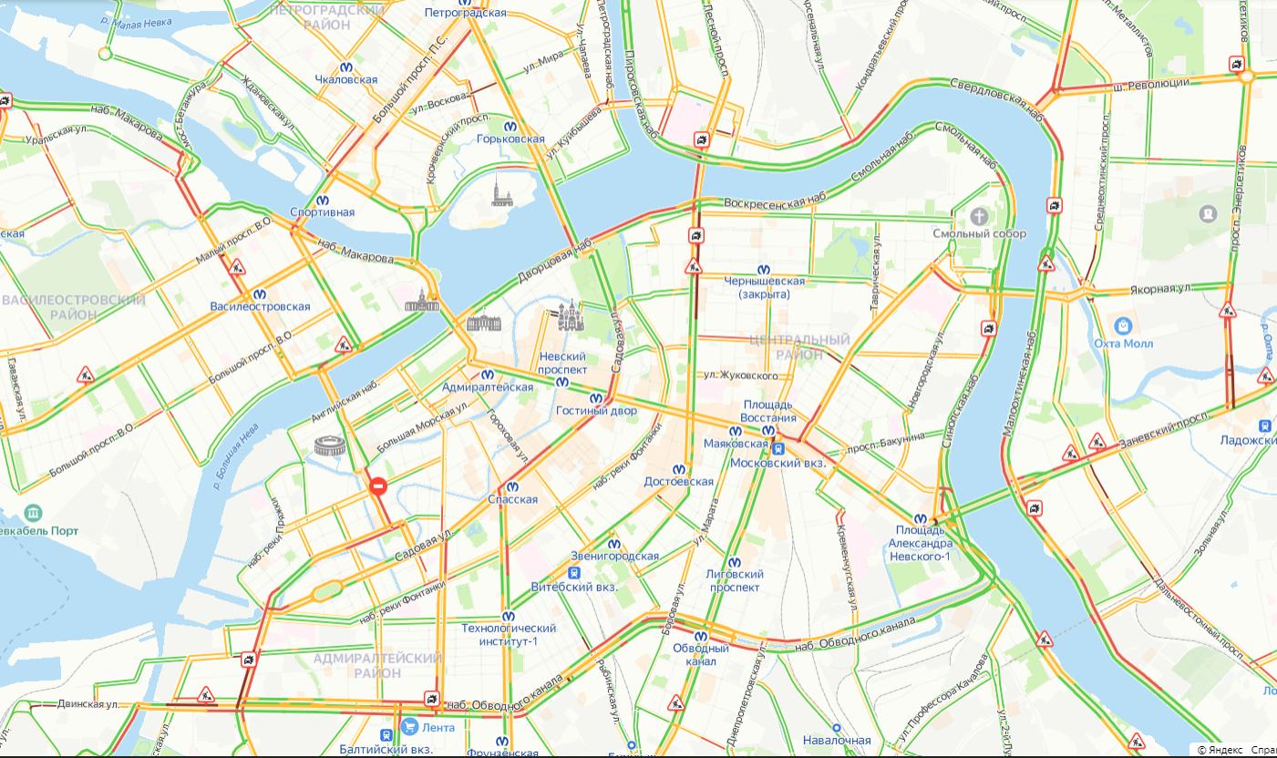 Карта санкт петербурга с пробками