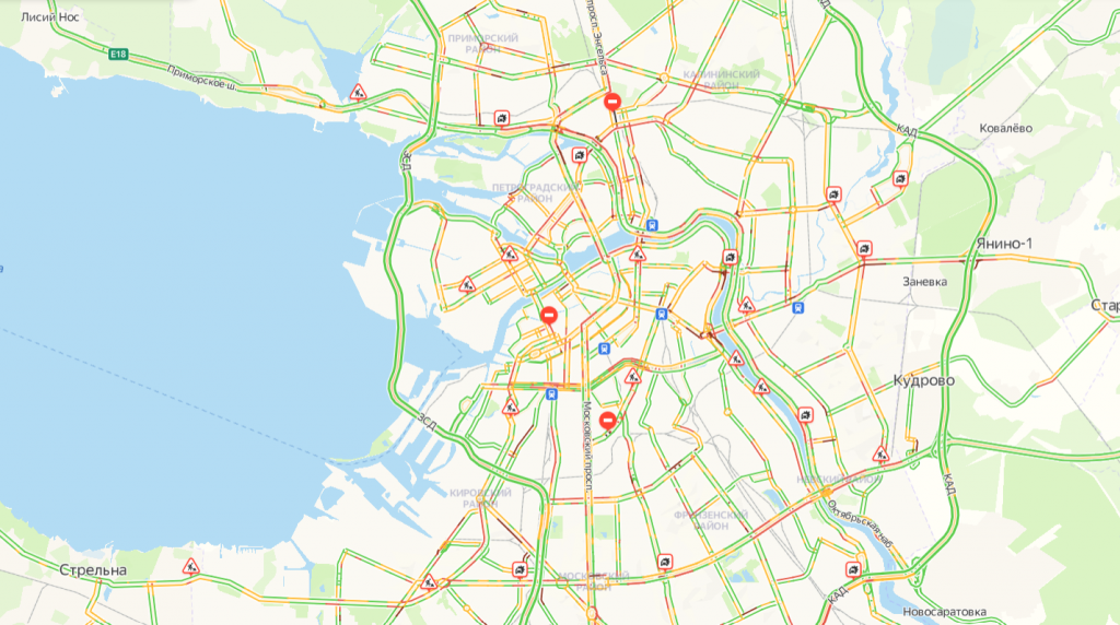 Карта санкт петербурга пробки онлайн сейчас на карте