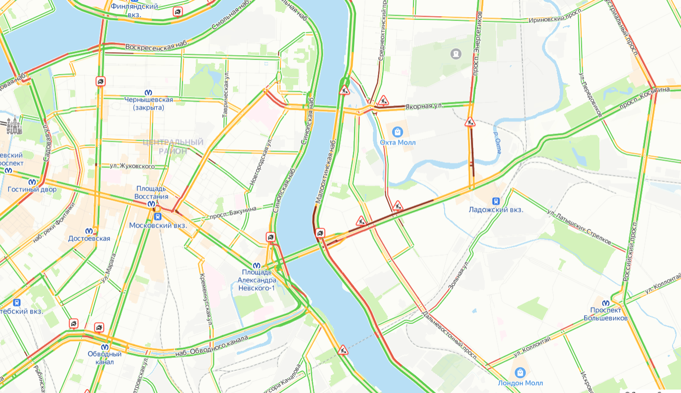 Карта с пробками санкт петербург