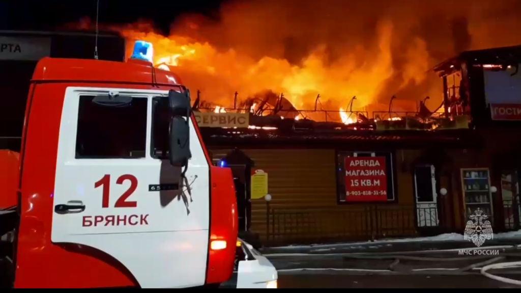 МЧС показало кадры с места мощного пожара под Брянском