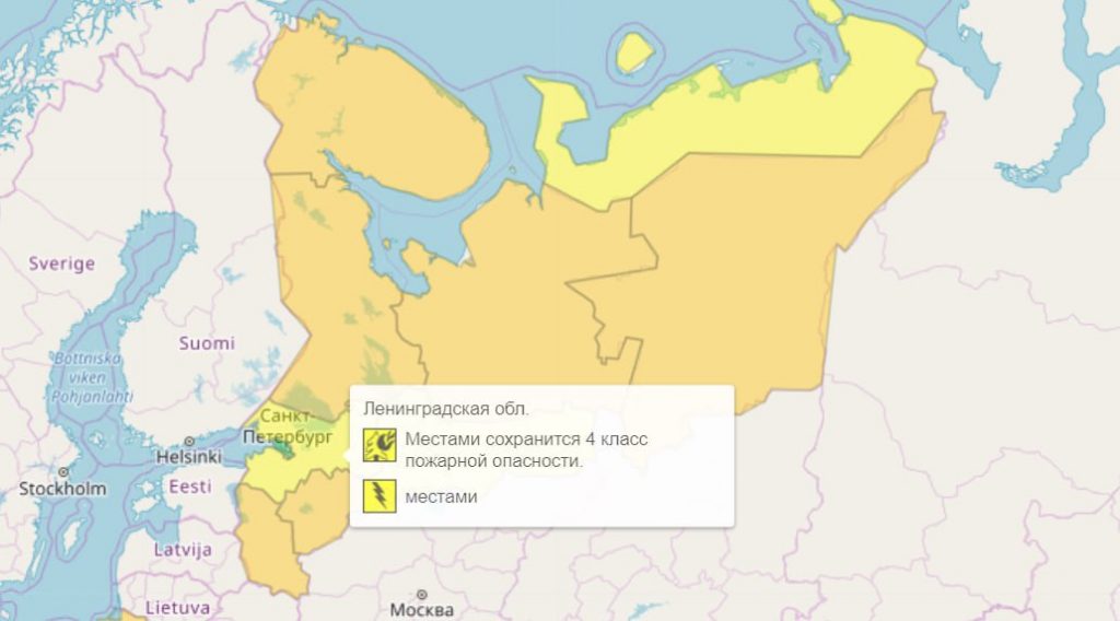 &#171;Желтый&#187; уровень опасности из-за лесных пожаров в Ленобласти продлили до 28 мая