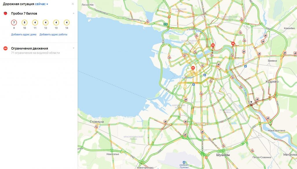 Карта санкт петербурга с пробками