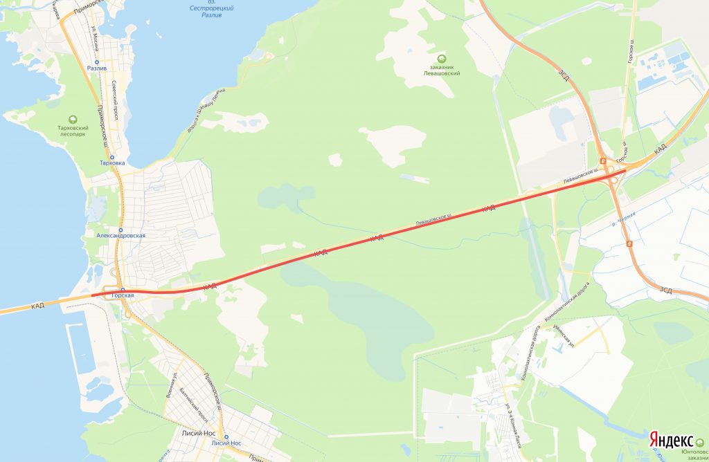 Схему движения по КАД изменят между развязками с Приморским шоссе и ЗСД