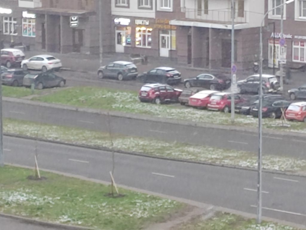 На севере Петербурга пошел снег