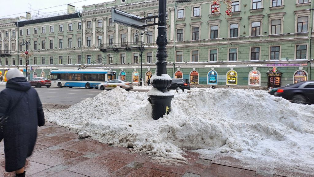 Большой снег добрался до Петербурга