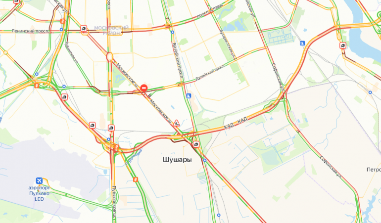 Петербург сковали пробки в 10 баллов