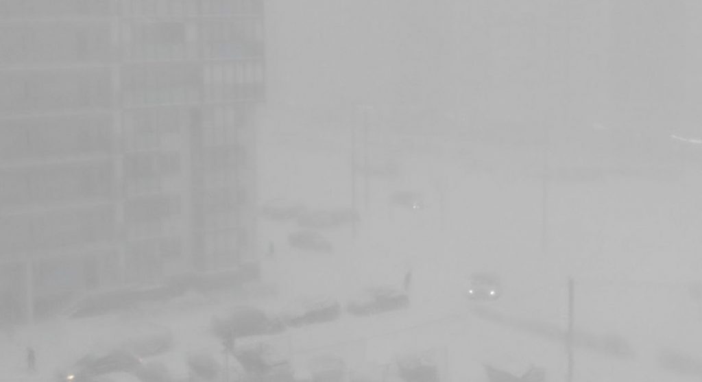 В Мурино и на севере Петербурга идет такой сильный снег, что не видно, как в тумане