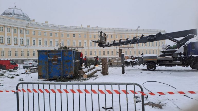 Елку на Дворцовой площади распилили