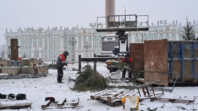 Елку на Дворцовой площади распилили