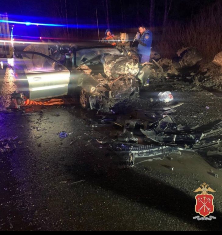 Полиция показала кадры смертельного ДТП с Audi Q7 и Chevrolet в Ленобласти