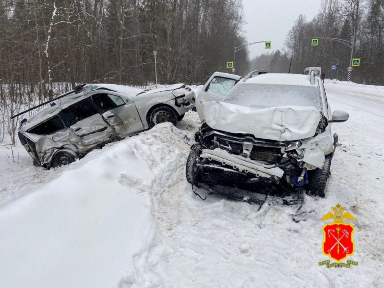 Полиция показала фото ДТП в Ленобласти, где погиб водитель Lada Largus