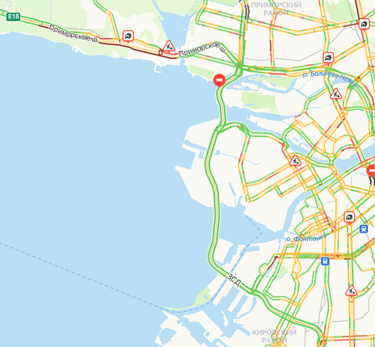 Утренний Петербург под натиском 7-балльных пробок
