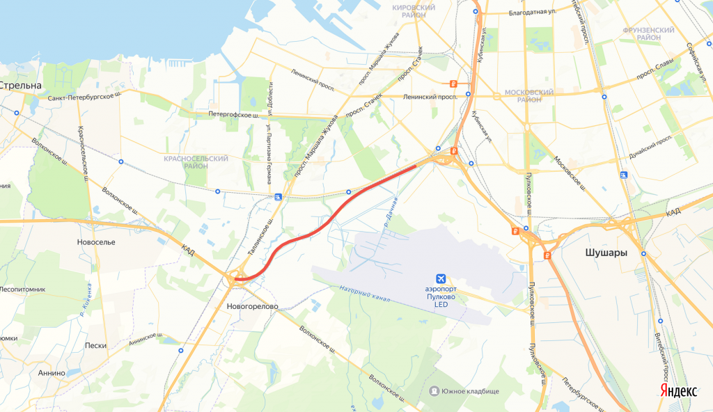 Водителей лишили полосы на КАД между ЗСД и Таллинским шоссе 