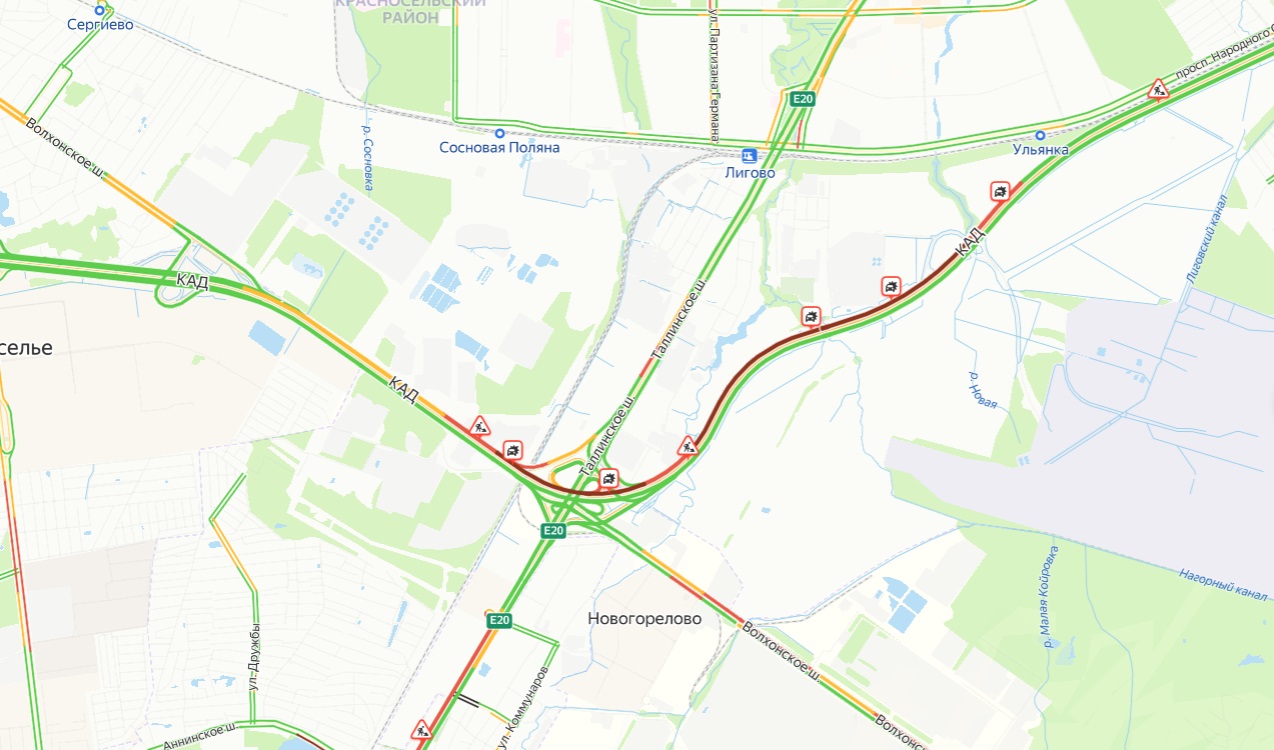 Дорожные работы вызвали километровые заторы на КАД - Мойка78.ру﻿ Новости СПб
