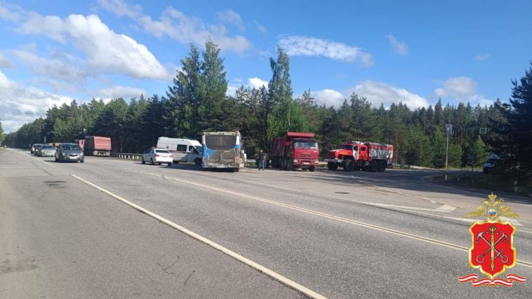 МВД показало фото ДТП автобуса с Камазом под Сосновым Бором