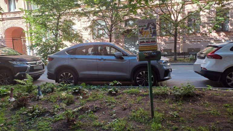 На Гатчинской стоит веселый контейнер со смешным бульдогом и пакетами для экскрементов