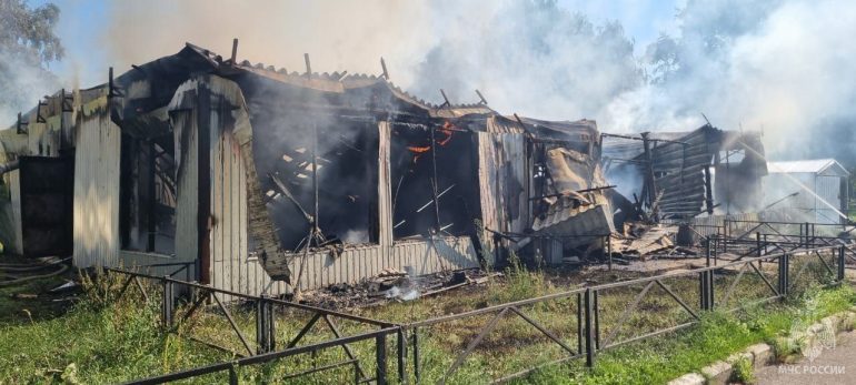 МЧС показало кадры с места пожара на Просвещения