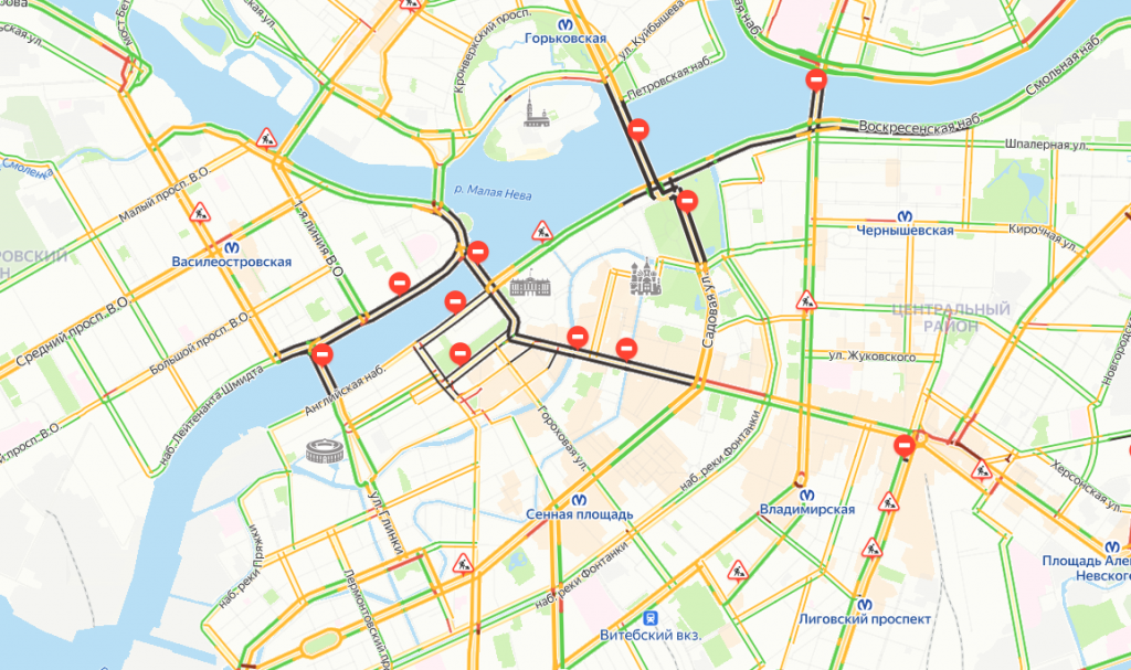 В Петербурге масштабные перекрытия из-за репетиции Главного военно-морского парада