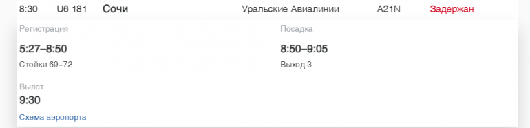 В Пулково «Уральские Авиалинии», Smartavia и «Россия» задерживают рейсы до Сочи и Самары