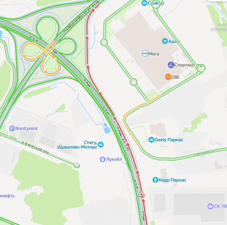 Пробка в 3 км собралась на внешней КАД у Бугров